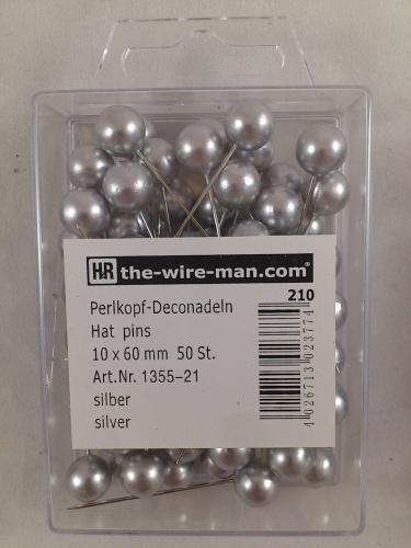 Colored pins 10 mm 50 p. silver